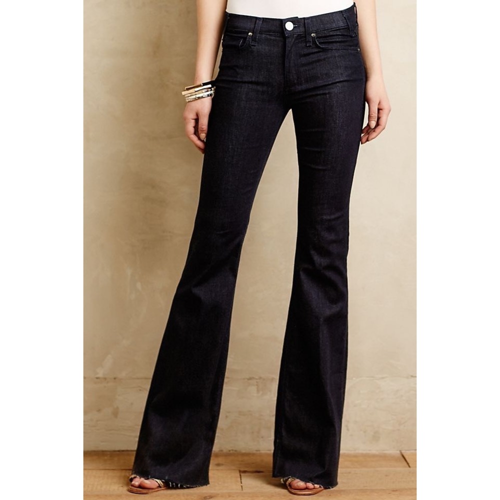 Anthropologie McGuire Denim Majorelle‎ Flare Jean Black Raw Hem USA Size 27